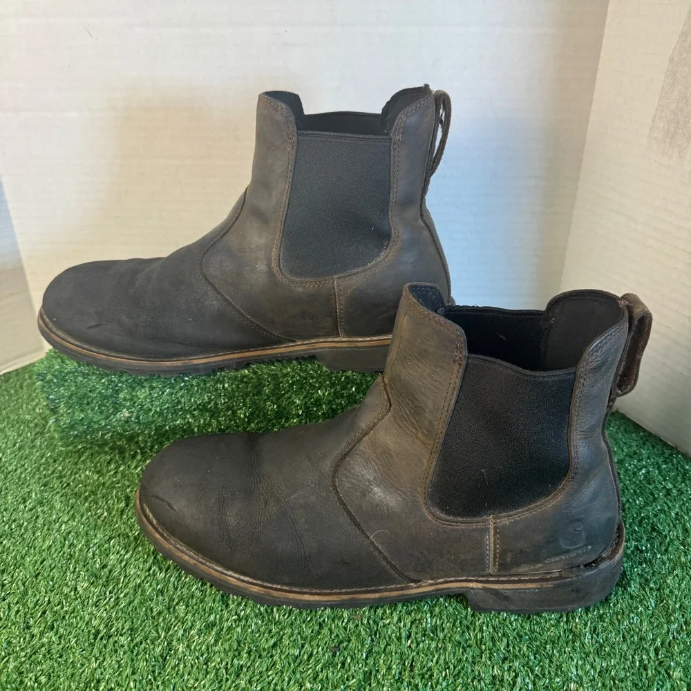 Carhartt Mens Chelsea Work Boots Brown Leather Water Resistant FN5155-M Size 12